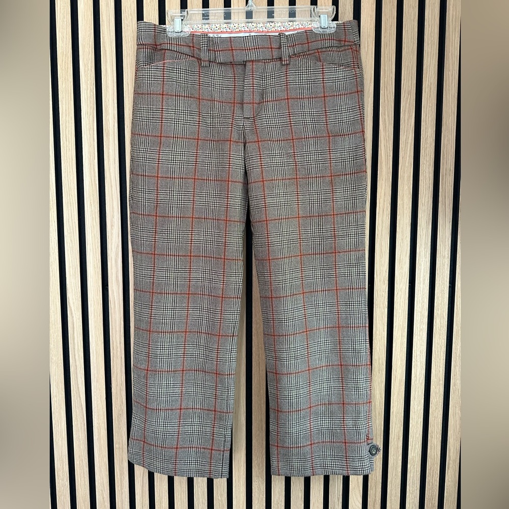 Abercrombie 100% wool pants size 4 brown plaid ankle length